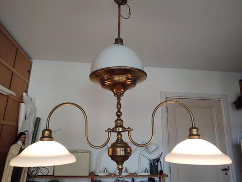 Supergrote antieke hanglamp voor boven de tafel of bar, Huis en Inrichting, Lampen | Hanglampen, Gebruikt, 75 cm of meer, Glas