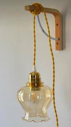Vintage amber glas, lamp kapjes uit Frankrijk, Huis en Inrichting, Lampen | Hanglampen, Ophalen, Gebruikt, Glas, Minder dan 50 cm