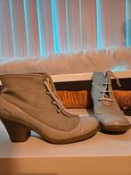 Grijze sandwich laarsjes leer met stof waren 209.95, Kleding | Dames, Schoenen, Ophalen of Verzenden, Gedragen, Grijs