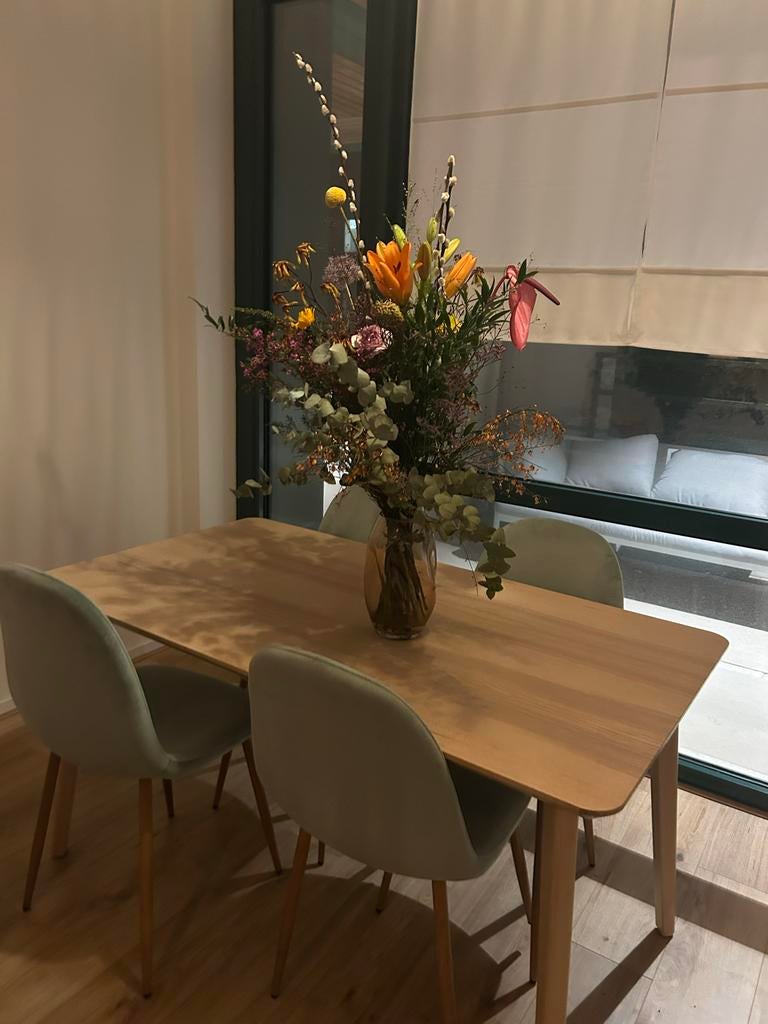 4 Sotrene Groene Eetkamerstoelen - Amsterdam Sloterdijk, Gebruikt, Ophalen of Verzenden, Vier, Stof