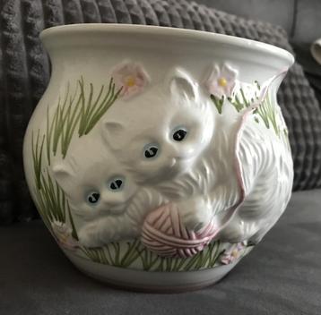 Vintage Bloempot Italy - kittens /poezen /katten - jaren '70 beschikbaar voor biedingen