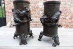 Oriëntal brons set 2 x vase tempelwakers, Ophalen, Brons