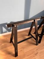 2 x Zwarte Houten Schragen IKEA ODDVALD - Stevig en Stijlvol, Ophalen, Tafelpoot, Gebruikt, 50 tot 100 cm