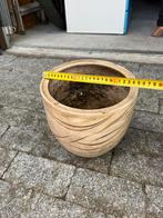Bloempot/Plantenbak creme kleur, Ophalen, Steen, Minder dan 30 cm, Rond