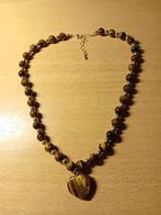 Elegante tijgeroog ketting met hartje., Sieraden, Tassen en Uiterlijk, Kettingen, Ophalen of Verzenden, Nieuw, Bruin, Overige materialen