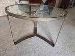bijzettafel oud messing met glazen blad, Huis en Inrichting, Tafels | Bijzettafels, Ophalen, Minder dan 55 cm, Metaal of Aluminium