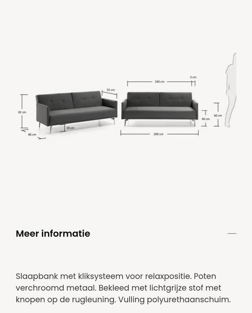 Mooie bank/slaapbank. Donkergrijs, Huis en Inrichting, Banken | Sofa's en Chaises Longues, Gebruikt, Ophalen