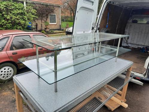 Eet/buffet tafel met dubbele glazen opstand, Huis en Inrichting, Tafels | Eettafels, Gebruikt, 100 tot 150 cm, Vijf personen of meer