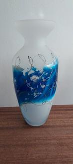Blauw witte glazen vaas, Ophalen, Blauw, Minder dan 50 cm, Glas