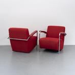 2x Leolux Scylla fauteuil lage rug rode stof, Ophalen of Verzenden, Stof