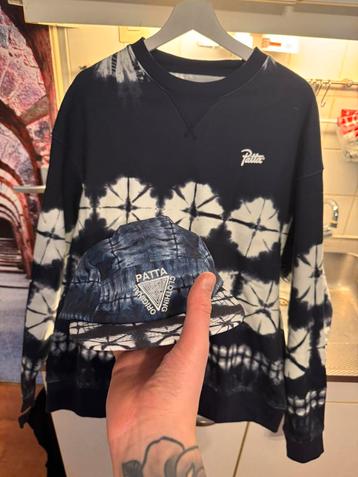 Blauw met witte cirkels Patta sweater + 5-Panel Cap te koop! beschikbaar voor biedingen