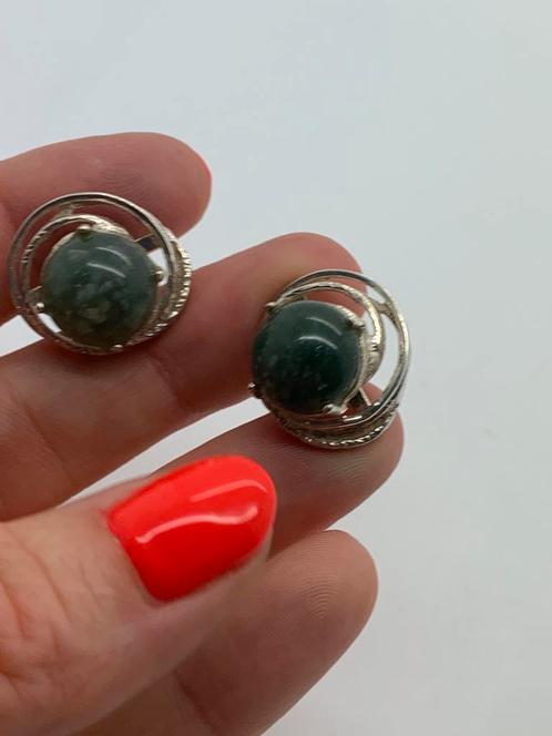 X573 Prachtige zilveren manchetknopen, Sieraden, Tassen en Uiterlijk, Antieke sieraden, Manchetknopen, Zilver, Met edelsteen, Ophalen of Verzenden