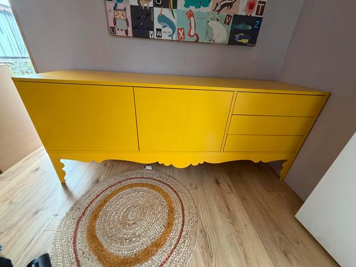 IKEA Trolsta Dressoir - Geel, Huis en Inrichting, Kasten | Dressoirs, Gebruikt, 150 tot 200 cm, 25 tot 50 cm, Met lade(s), Overige materialen