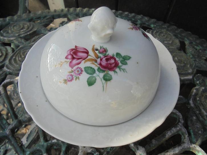 Botervloot, schaal en roomstel Schumann Bavaria roos / tulp, Antiek en Kunst, Antiek | Servies los, Ophalen of Verzenden