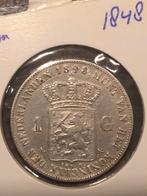 1848 Willem II 1 Gulden Zilver, 1 gulden, Zilver, Ophalen of Verzenden, Losse munt