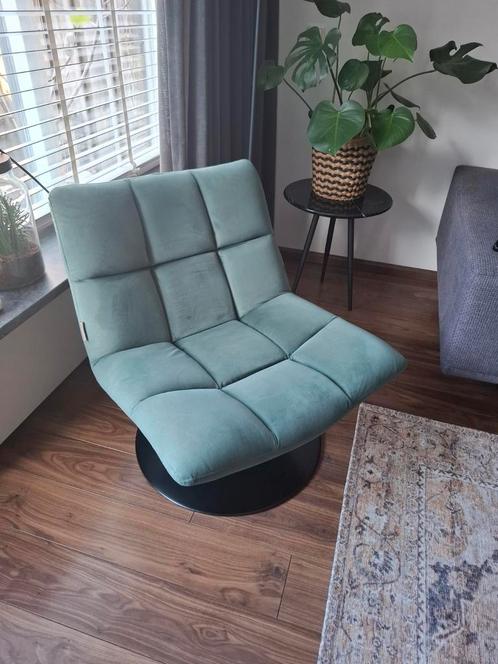 Dutchbone Bar Lounge Draaifauteuil Groen, Huis en Inrichting, Fauteuils, Zo goed als nieuw, Metaal, Stof, 50 tot 75 cm, Minder dan 75 cm