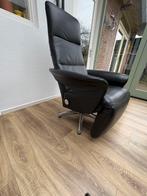 Zwart leren relex Fauteal, Huis en Inrichting, Fauteuils, Ophalen, Zo goed als nieuw, 50 tot 75 cm, Leer