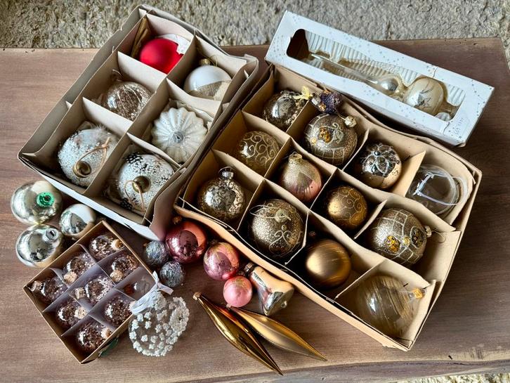 Kerstballen vintage glas, Diversen, Kerst, Zo goed als nieuw, Ophalen of Verzenden