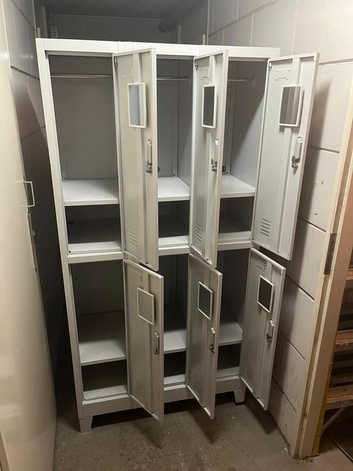 Metalen Locker met Spiegels - 6 Kluisjes, Huis en Inrichting, Kasten | Lockerkasten, Gebruikt, Ophalen