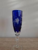 blauw boheems glas geslepen, Ophalen of Verzenden