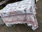 sprei laken dekkleed 220 x 200 cm  handmade gestempeld, Verzenden, Zo goed als nieuw, Wit, Tafelkleed of Tafelzeil
