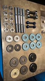 Gewichten, halters, tricepstang dumbells &halterschijven rek, Sport en Fitness, Fitnessmaterialen, Ophalen of Verzenden, Gebruikt