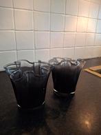 Set van 2 gerookt glas vaasjes, Ophalen, Gebruikt, Zwart, Glas