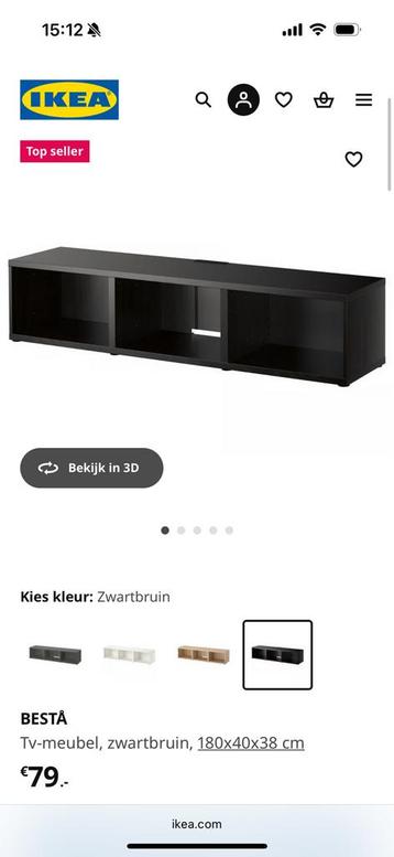 3x Besta tv meubel zwartbruin