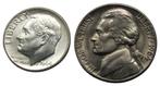**USA - 2 Munten Jefferson en Roosevelt - ZILVER  ** 1964-D, Postzegels en Munten, Munten | Amerika, Verzenden, Noord-Amerika