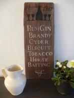 Handgeschilderd paneel/antiek vintage sign/pubbord/Rum Gin, Huis en Inrichting, Ophalen of Verzenden, Zo goed als nieuw