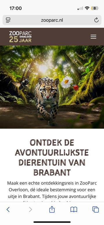 4 kaartjes zooparc overloon beschikbaar voor biedingen