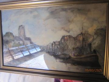 DODRECHT ??, Mooie aquarel met schepen en toren Info gezocht beschikbaar voor biedingen