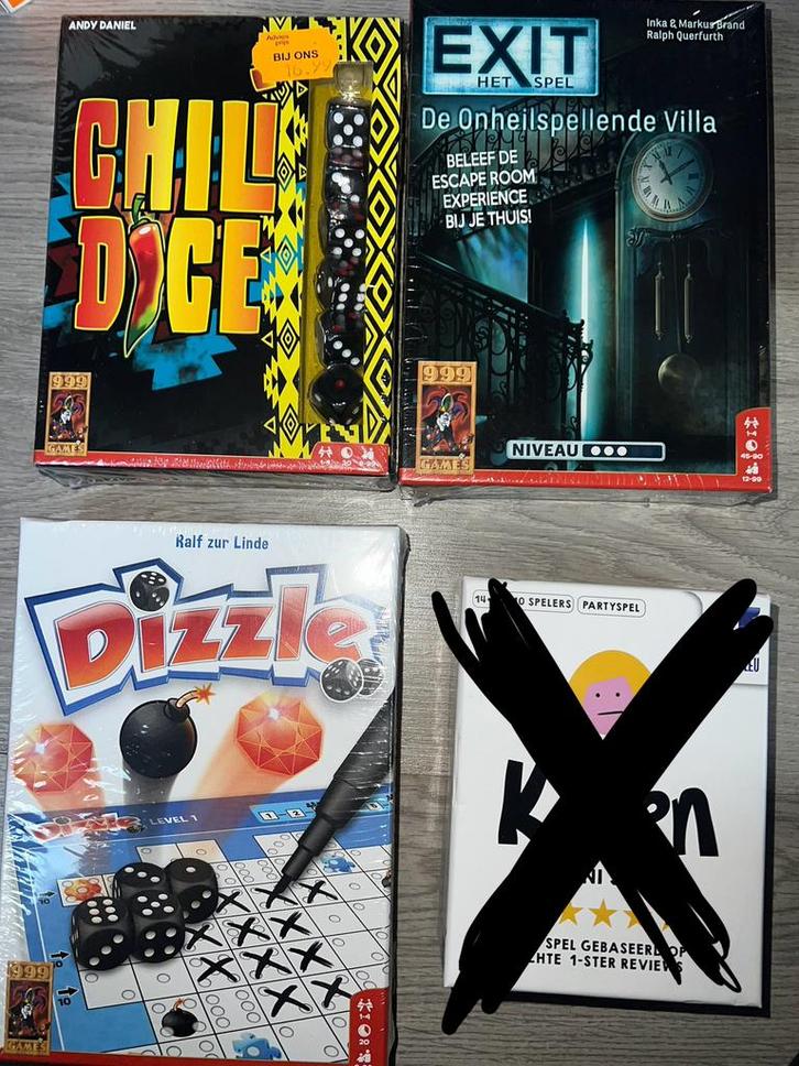 Nieuwe spellen: Chill Dice, EXIT, Dizzle, Prijs per stuk, Hobby en Vrije tijd, Gezelschapsspellen | Bordspellen, Nieuw, Een of twee spelers