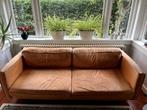 Cognac Lederen bankstel 220 breed, Ophalen, Gebruikt, Driepersoons, Rechte bank
