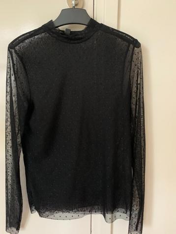 Transparante top met stipdessin, zwart, Y.A.S., mt XS beschikbaar voor biedingen
