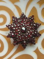 Antieke granaten zilver verguld broche ca 1900, Ophalen of Verzenden, Zilver, Broche, Verguld