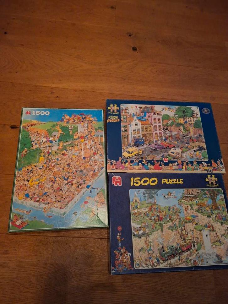 3 Legpuzzels van 1500 stukjes Jan van Haasteren, Hobby en Vrije tijd, Denksport en Puzzels, Gebruikt, Legpuzzel, 500 t/m 1500 stukjes