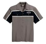 XL Harley-Davidson Zwart Grijs Mechanics SS shirt korte mouw, Harley-Davidson® Men's V-Twin Equipped Striped Mechanics Shirt, Nieuw