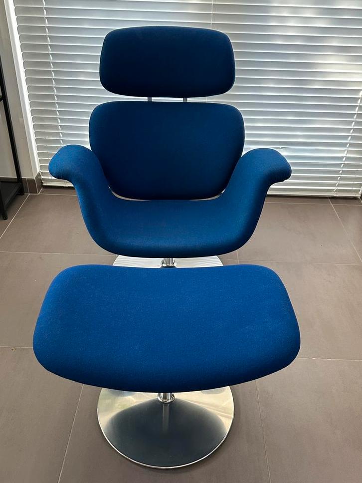 Artifort Big Tulip met Poef - Pierre Paulin, Huis en Inrichting, Fauteuils, Zo goed als nieuw, Metaal, Stof, 75 tot 100 cm, 75 tot 100 cm