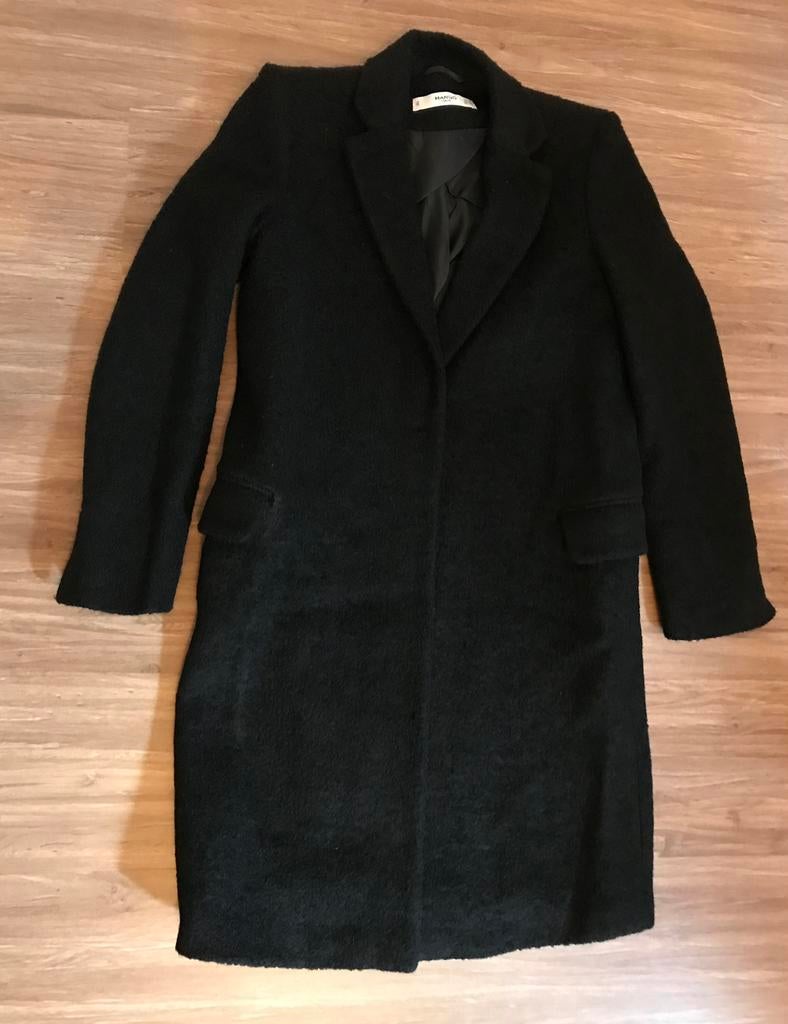 Zwarte mantel winterjas mango mt XS, Kleding | Dames, Ophalen of Verzenden, Zo goed als nieuw, Maat 34 (XS) of kleiner, Zwart