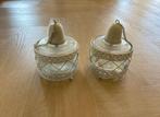 Riverdale olielamp glas in wit metalen frame 2x, Ophalen of Verzenden, Wit, Overige materialen, Minder dan 25 cm