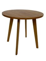 Vintage ronde bijzettafel in eikenfineer, 1960 tafeltje, Ophalen, Gebruikt, Hout, Vintage