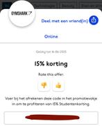15% korting bij Gymshark - Direct online te gebruiken!, Eén persoon, Kortingsbon