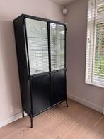 Prachtige metalen vitrinekast Washington zwart (met glas), Ophalen, Modern design, Met deur(en), 100 tot 150 cm