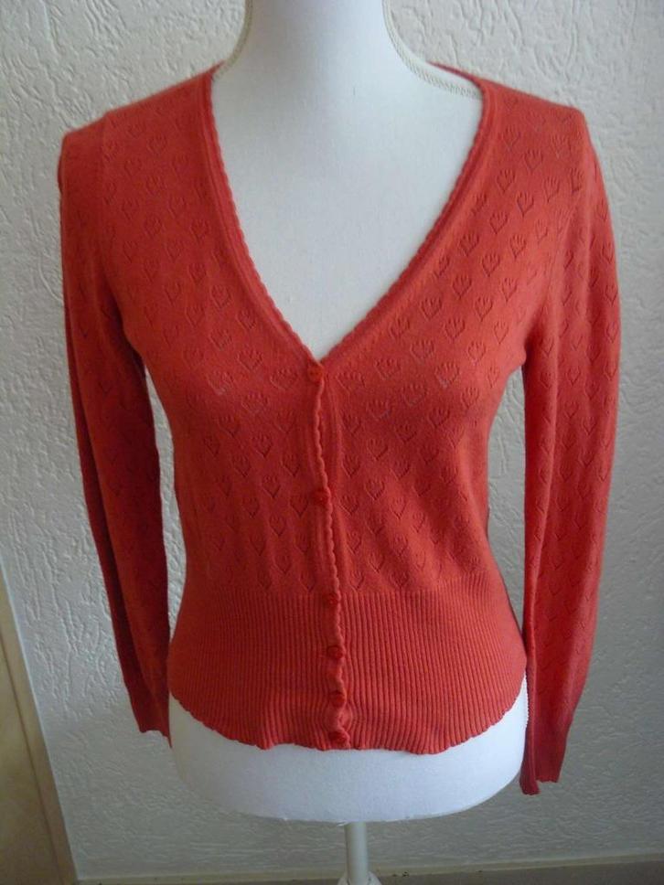 Koraal King Louie ajour hartjes vest maat M., Kleding | Dames, Truien en Vesten, Zo goed als nieuw, Maat 38/40 (M), Oranje, Ophalen of Verzenden