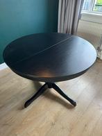 Ronde zwarte eettafel verstelbaar, Huis en Inrichting, Tafels | Eettafels, Ophalen, 100 tot 150 cm, Rond, Zo goed als nieuw