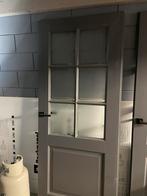 Grijze binnendeur met glas, Doe-het-zelf en Verbouw, Deuren en Horren, Ophalen, 80 tot 100 cm, Binnendeur, 200 tot 215 cm