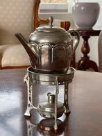 Antieke theeset met brander, verzilverd, Antiek en Kunst, Ophalen of Verzenden
