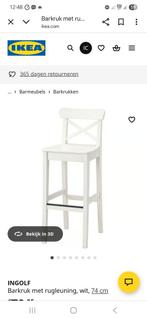 2x Ikea Ingolf Barkruk - Wit, Huis en Inrichting, Barkrukken, 1 kruk, Ophalen, Gebruikt, 60 tot 90 cm