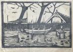 Jac de Beer (1888-1946) Houtsnede 'Loosdrecht' ~1930. Gesign, Antiek en Kunst, Verzenden